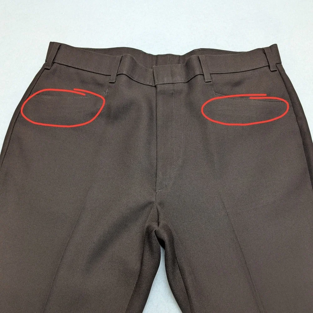 Vintage Levi's Action Slacks Mens 35x32.5 Brown Straight Leg Dress Pants